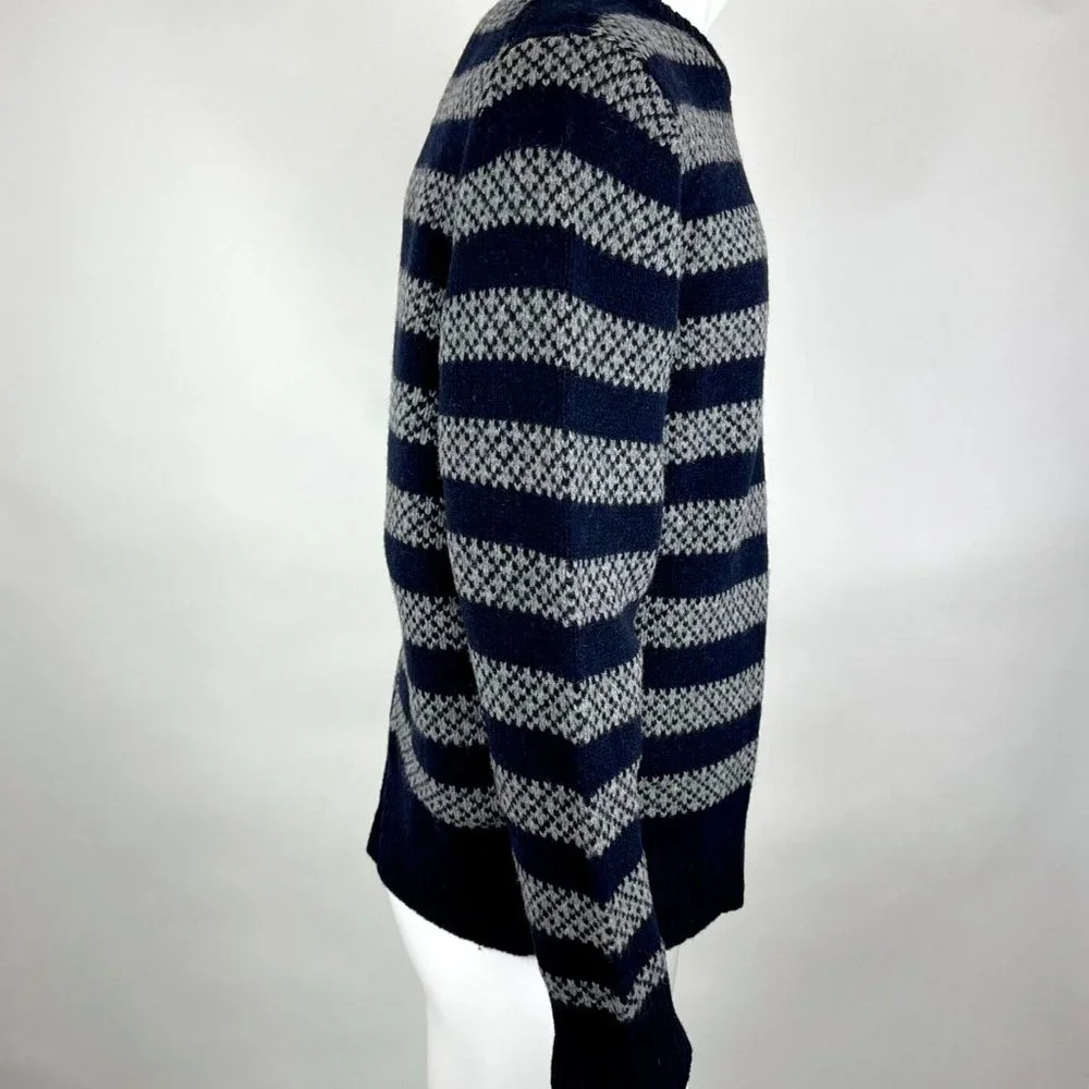 J Crew Lambswool Stripe Sweater Chunky Pullover Crew Neck Long Sleeve Men XL NWT